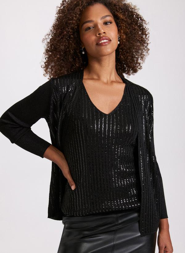 laura Long Sleeve Sequin Cardigan
