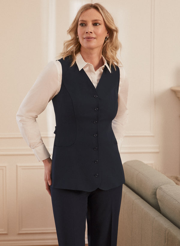 laura Louben - Sleeveless Button Front Vest