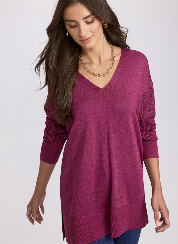 laura Lurex V-Neck Sweater