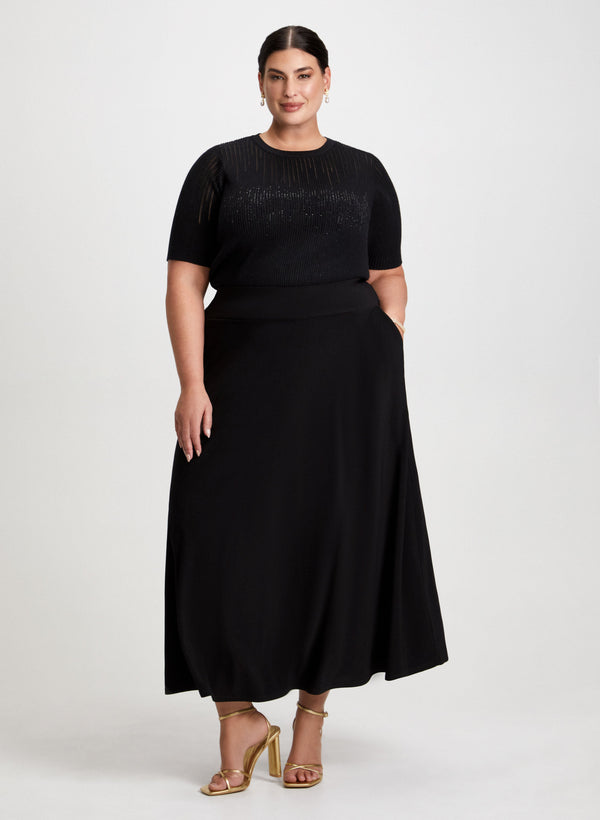 laura Maxi Skirt & Rhinestone Motif Sweater