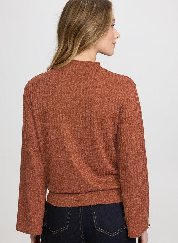 Laura Melange Knit Funnel Neck Top