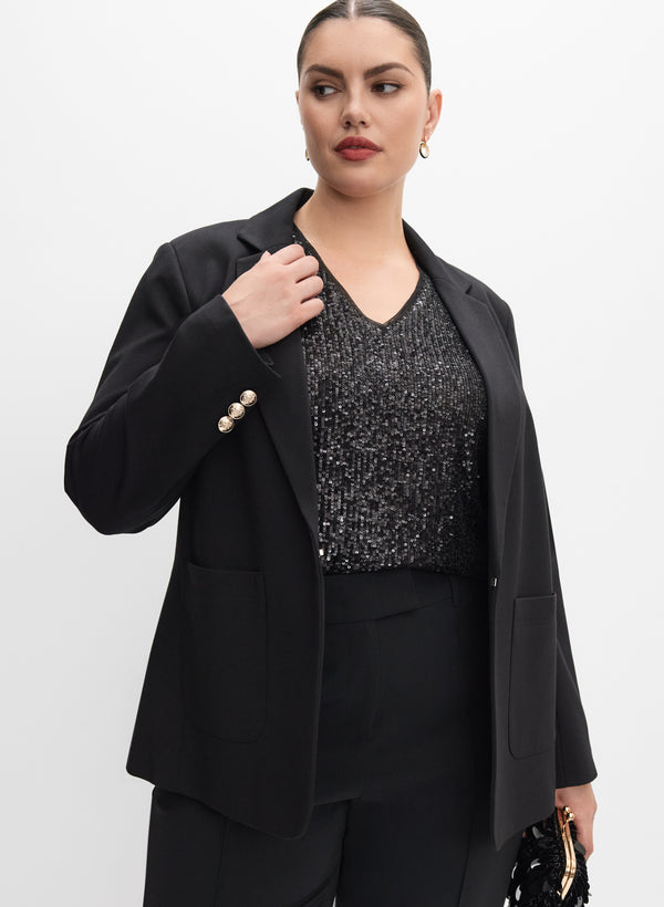 laura Melanie Lyne - Embossed Button Blazer