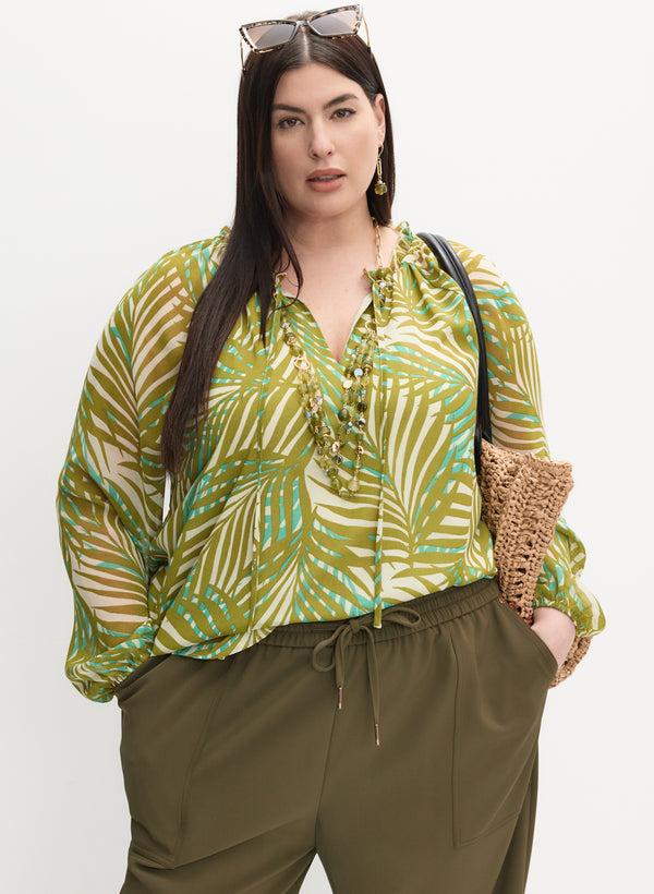 laura Melanie Lyne - Frilled Palm Print Blouse