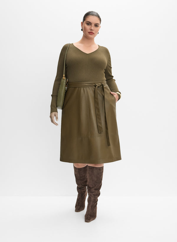 laura Melanie Lyne - Knit & Vegan Leather Dress