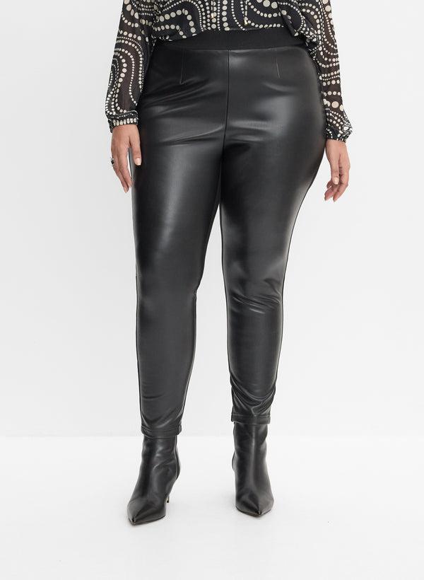 laura Melanie Lyne Leather Front Leggings