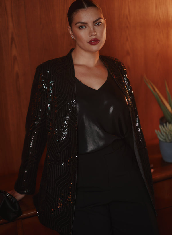 Laura Melanie Lyne - Sequined Open-Front Jacket