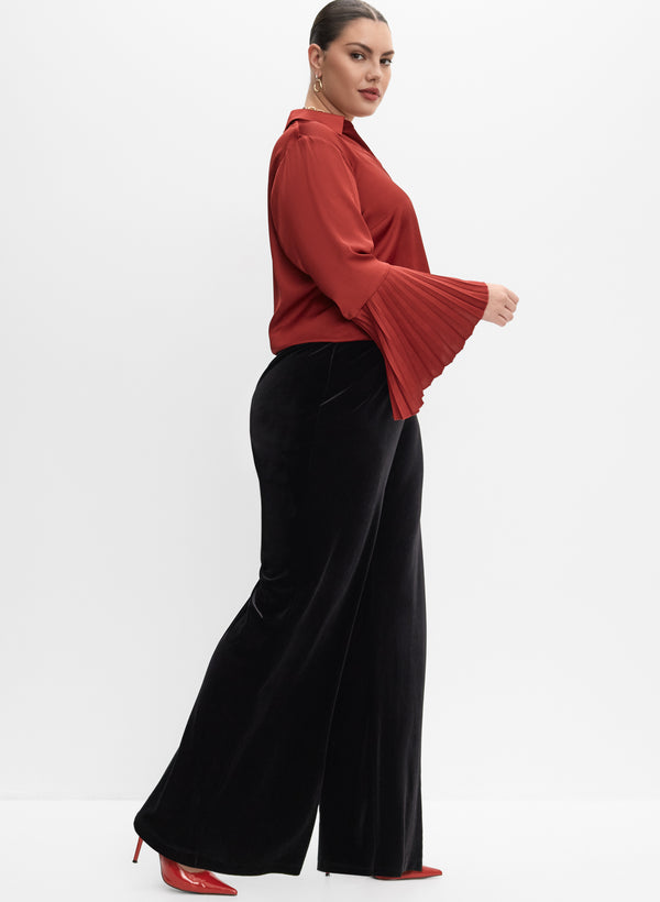 Laura Melanie Lyne - Velvet Wide-Leg Pants