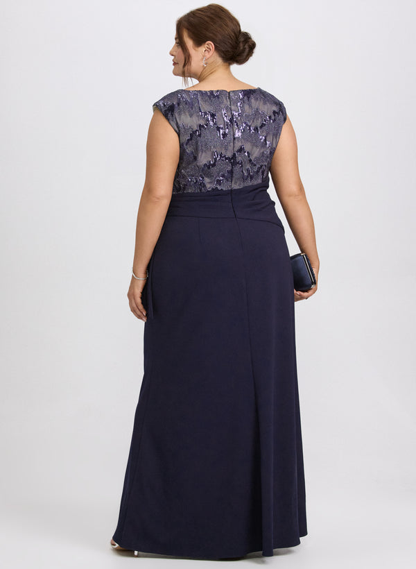 Laura Mesh & Crepe Dress