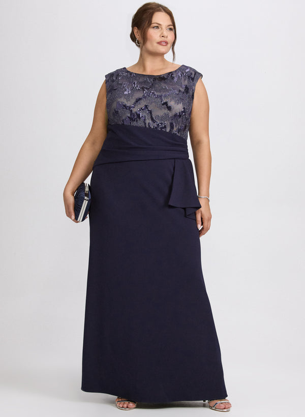 laura Mesh & Crepe Dress