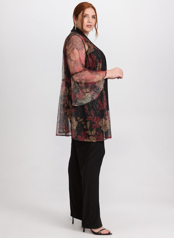 Laura Mesh Floral Jacket Top & Pants Set
