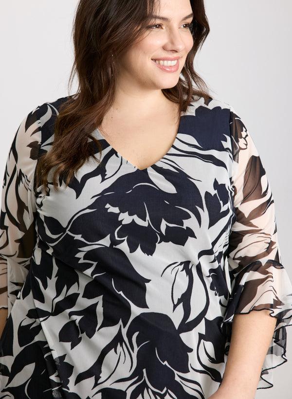 Laura Mesh Floral Tunic Top