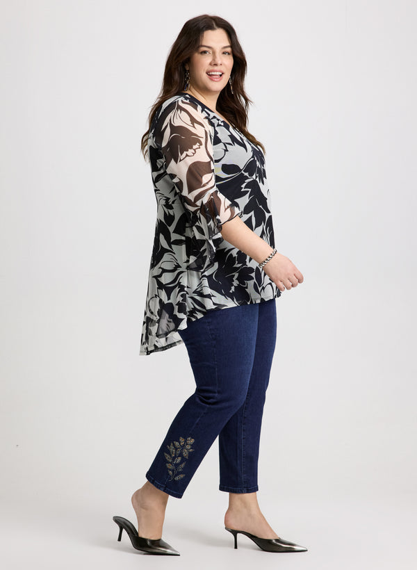 Laura Mesh Floral Tunic Top