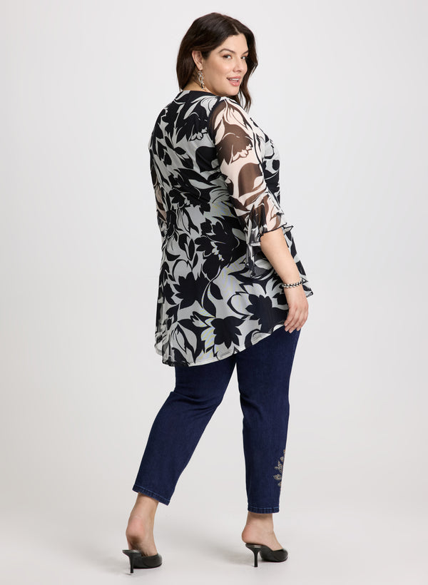 Laura Mesh Floral Tunic Top