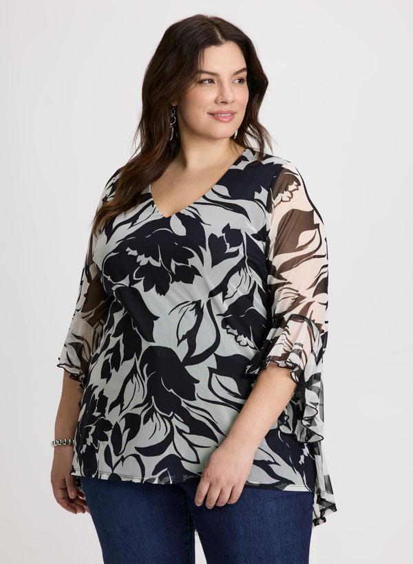 laura Mesh Floral Tunic Top