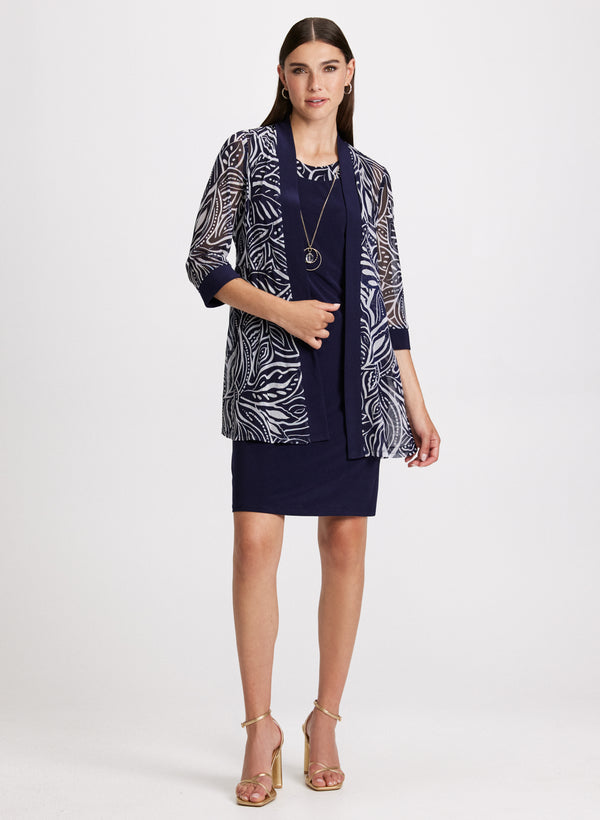 laura Mesh Jacket Dress & Necklace Set