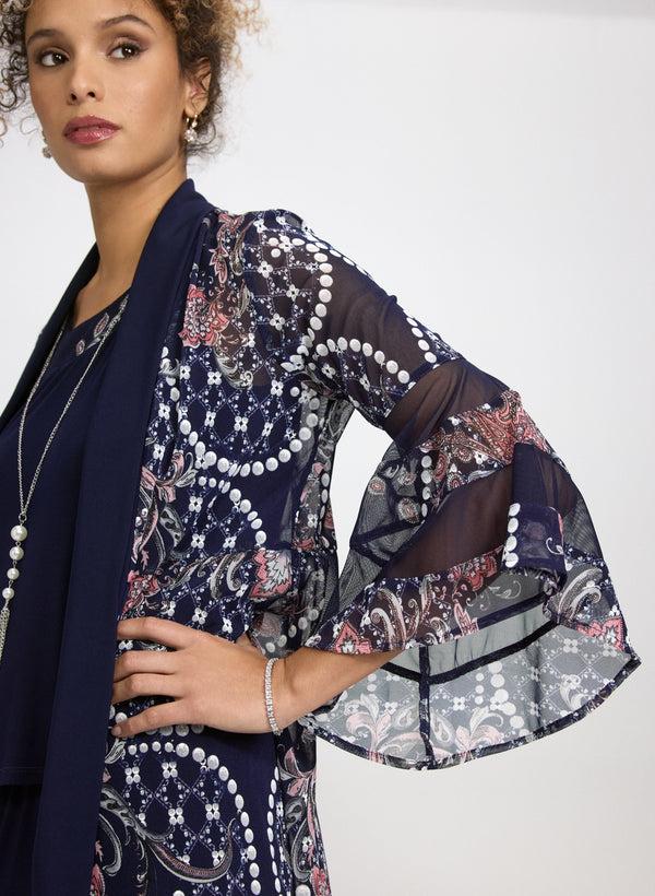Laura Mesh Paisley Jacket Top & Pants Set