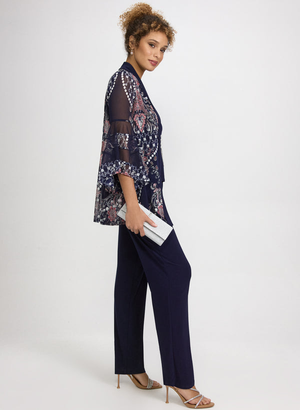 Laura Mesh Paisley Jacket Top & Pants Set
