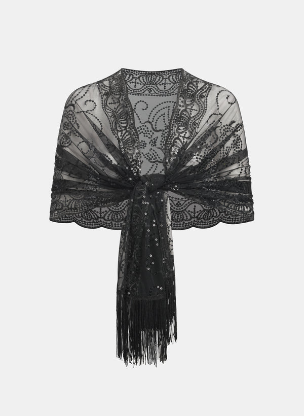 laura Mesh & Sequin Shawl