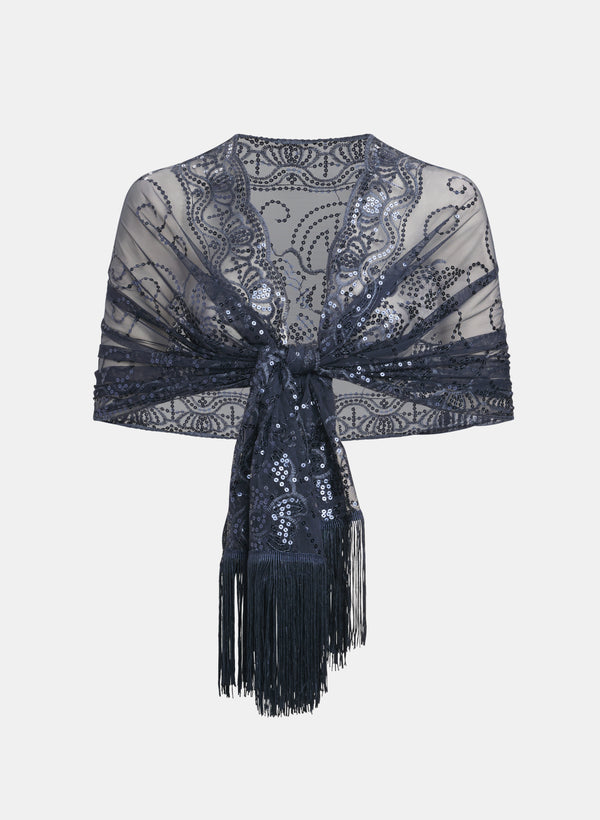 laura Mesh & Sequin Shawl