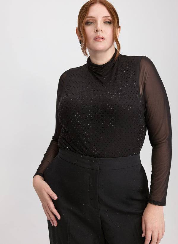 laura Mesh Tonal Embellished Top