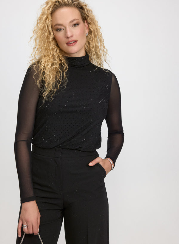laura Mesh Tonal Embellished Top