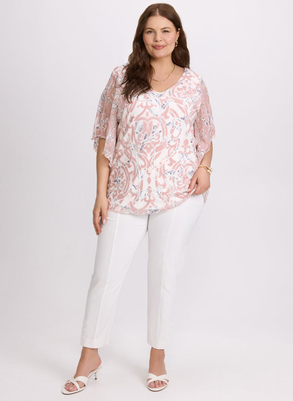 Laura Mesh V-Neck Blouse