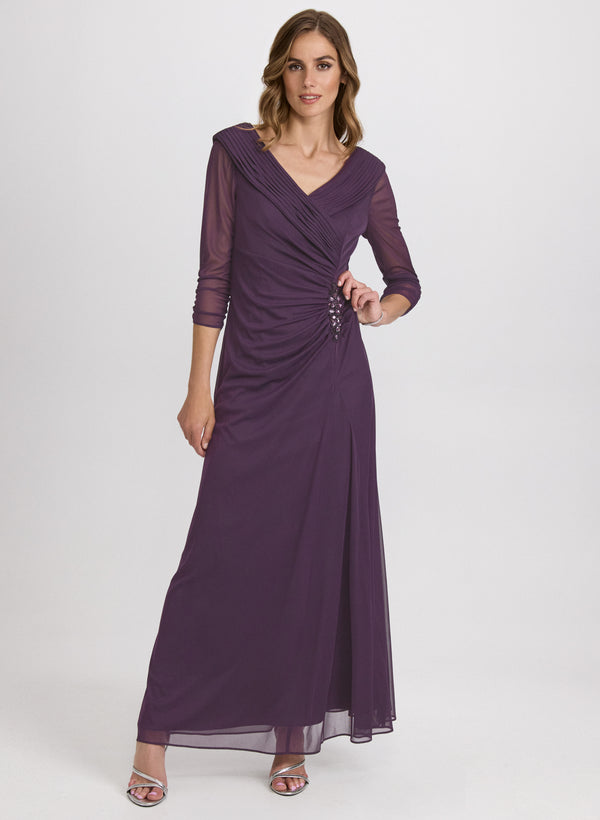 laura Mesh Wrap-Style Dress