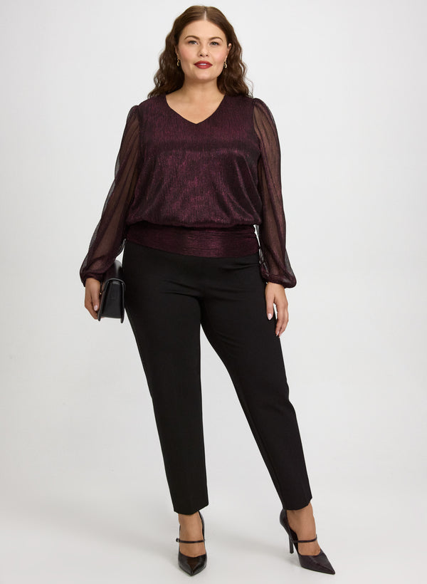 Laura Metallic Balloon Sleeve Top