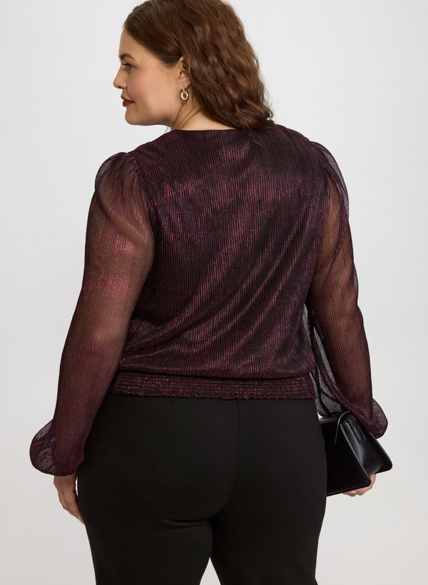 Laura Metallic Balloon Sleeve Top
