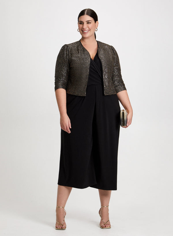 laura Metallic Bolero & Wide Leg Jumpsuit