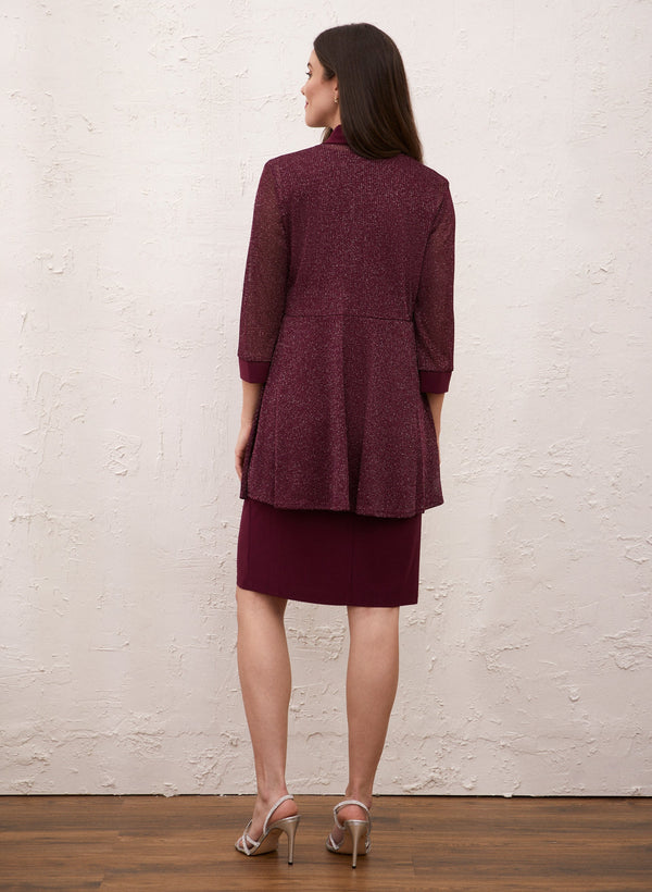 Laura Metallic Cardigan Dress & Necklace Set