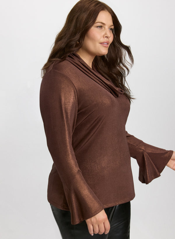 Laura Metallic Cowl Neck Top