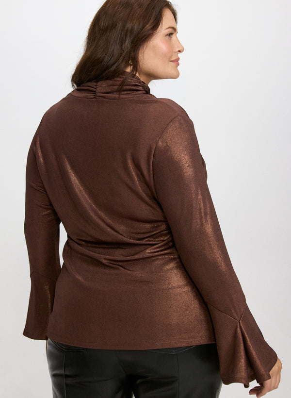 Laura Metallic Cowl Neck Top