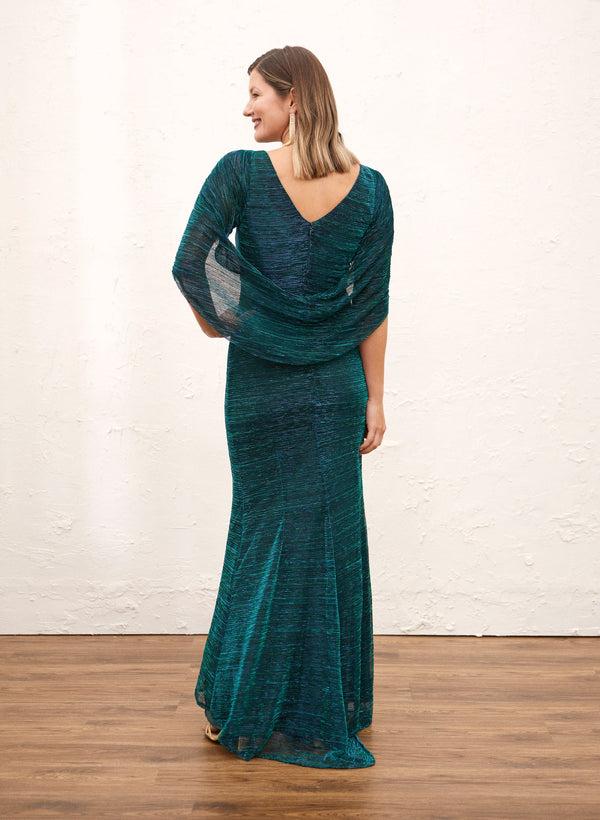 Laura Metallic Crinkle Drape Back Dress