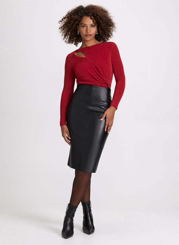 Laura Metallic Cutout Top