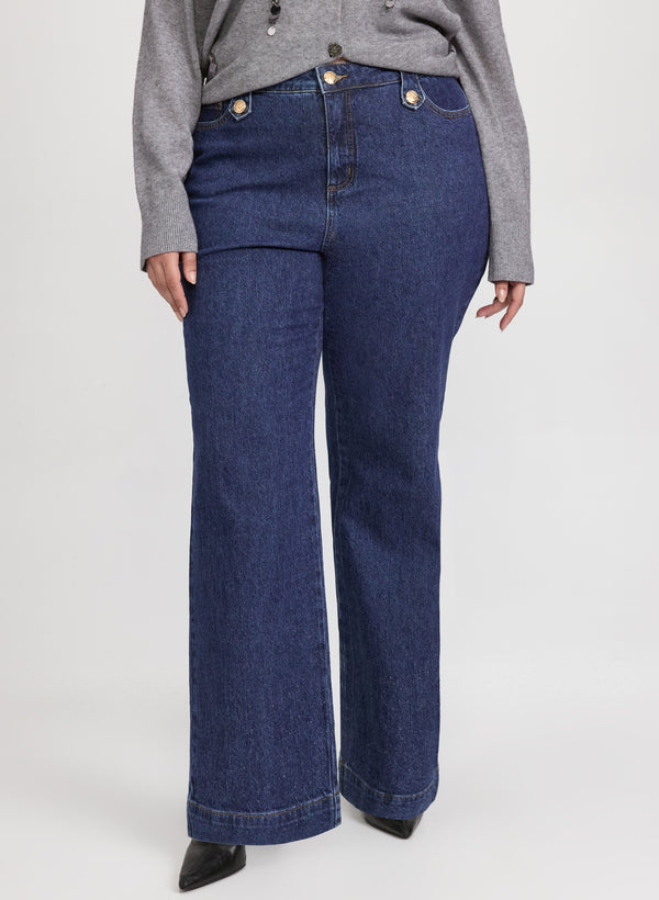 laura Metallic Detail Wide-Leg Jeans