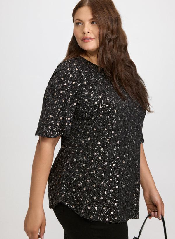 Laura Metallic Dot Print Top