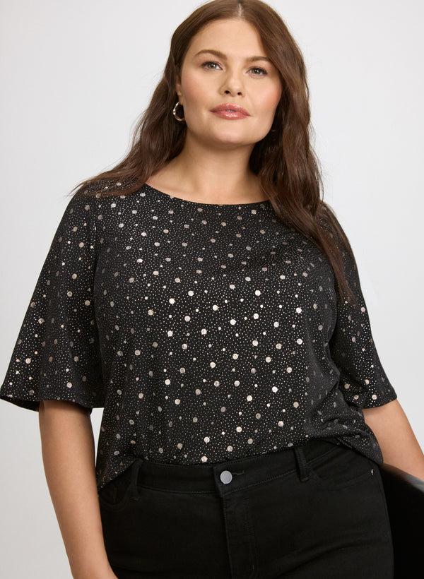 laura Metallic Dot Print Top