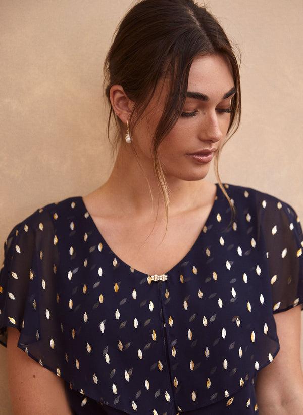 Laura Metallic Dot Tiered Ruffle Dress