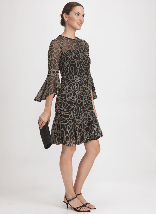 Laura Metallic Embroidered Dress