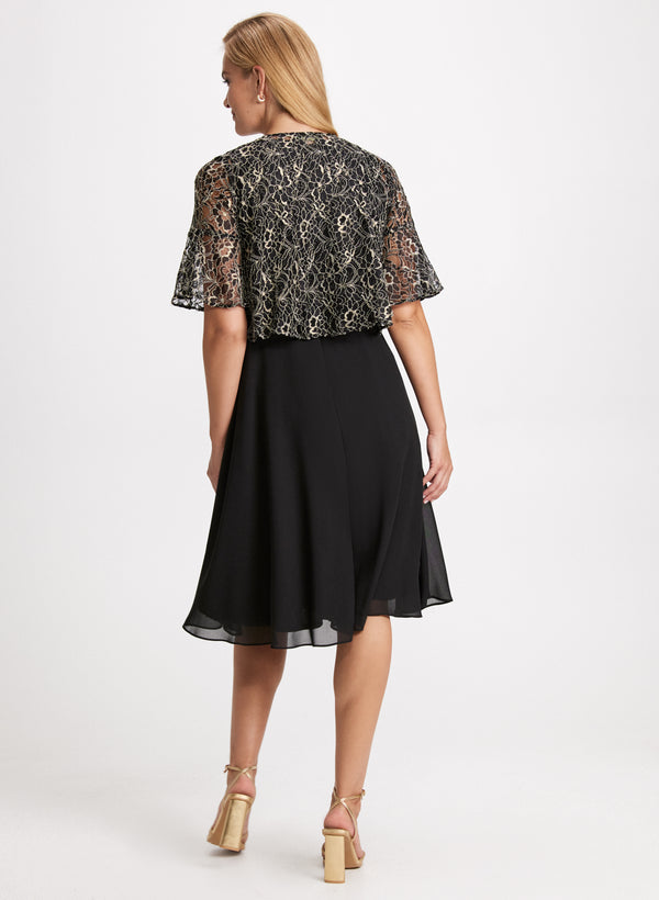 Laura Metallic Embroidered Dress & Jacket Set