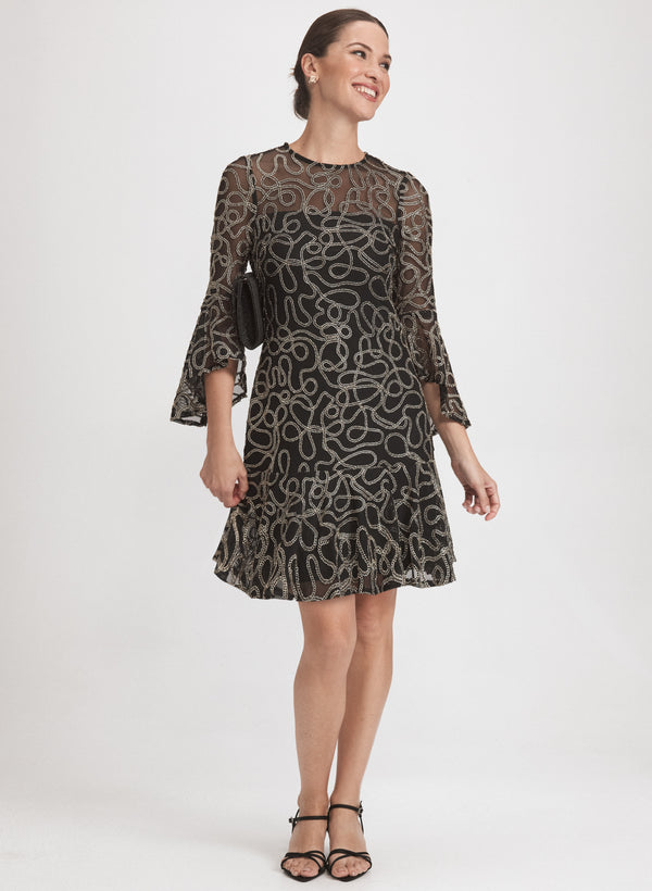 laura Metallic Embroidered Dress