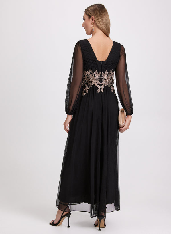 Laura Metallic Floral Embroidered Dress