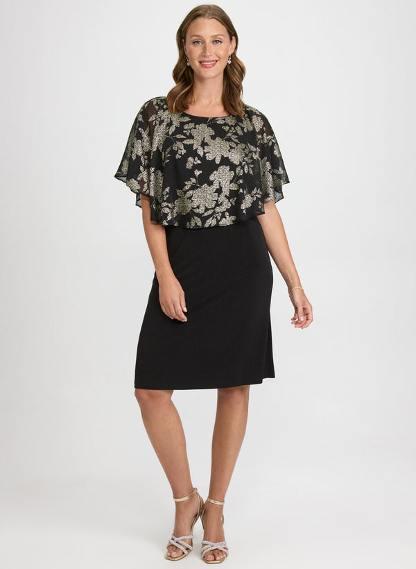 laura Metallic Floral Overlay Dress