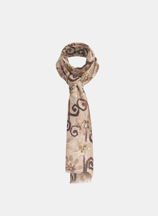 laura Metallic Floral Print Scarf