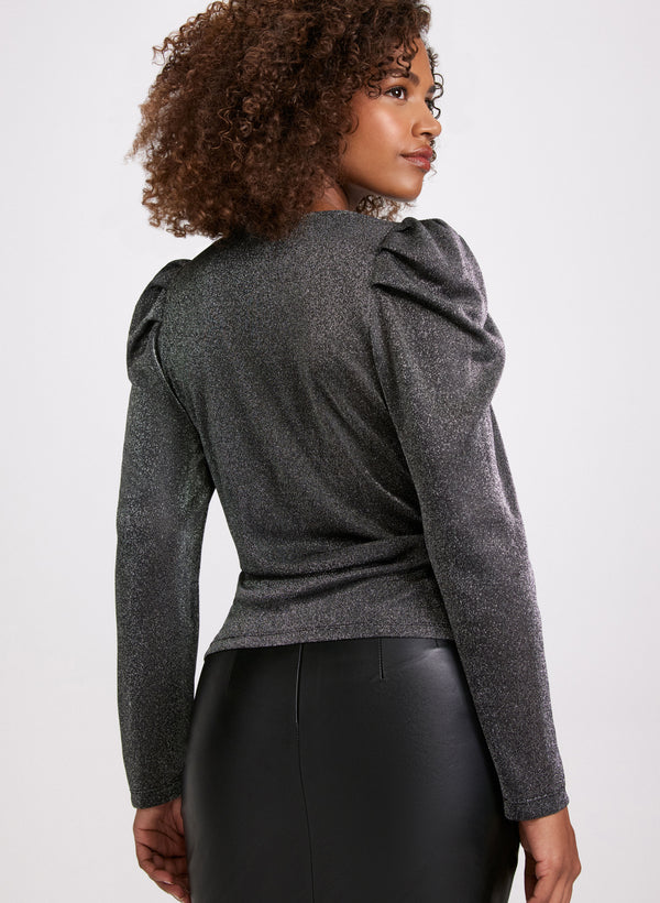 Laura Metallic Flower Detail Top