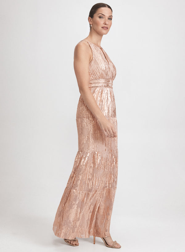 Laura Metallic Halter Neck Dress