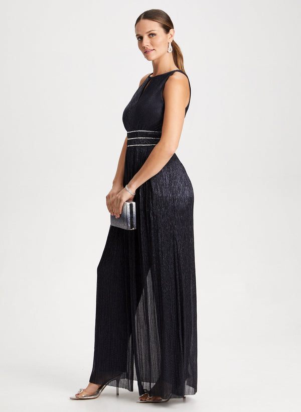 Laura Metallic Halter Neck Jumpsuit