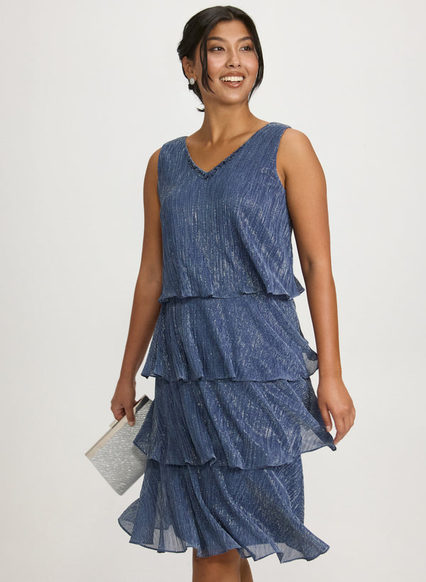 Laura Metallic Jacket & Tiered Dress Set