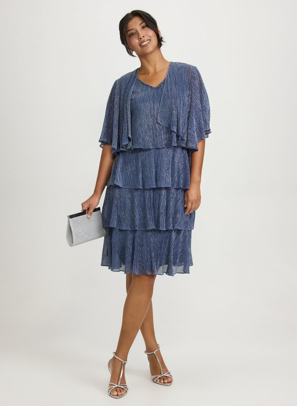 laura Metallic Jacket & Tiered Dress Set